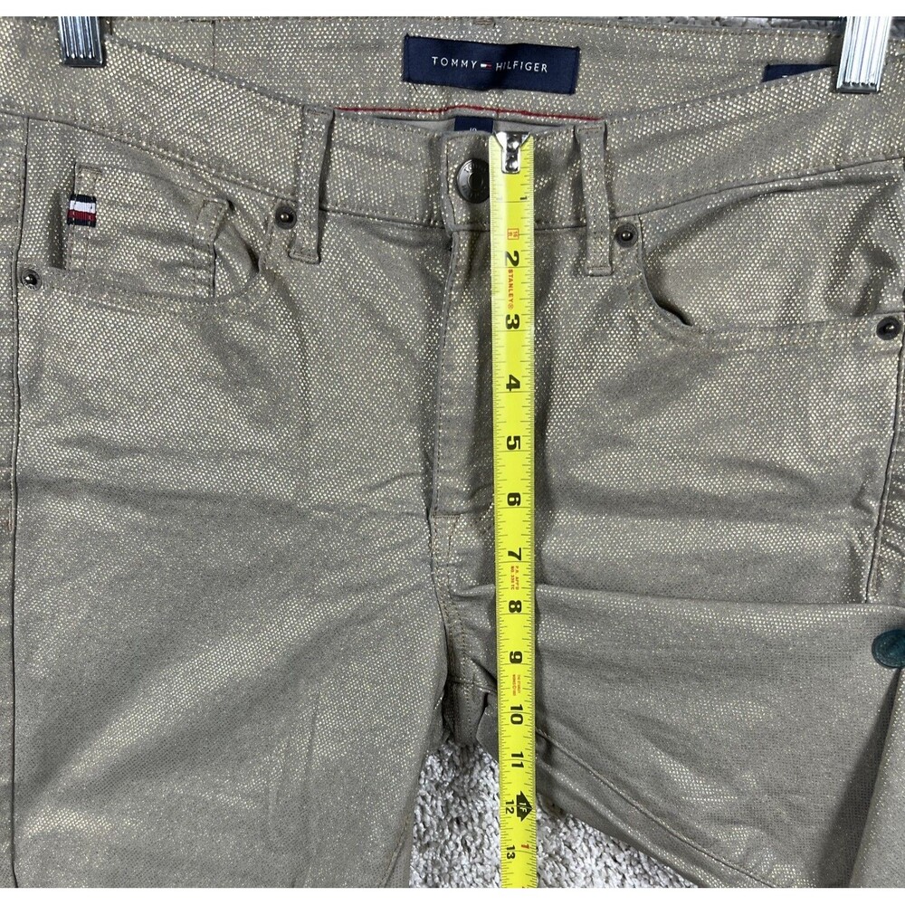 Tommy Hilfiger Women Gold Metallic Skinny Pants Size 10 Tribeca Skinny Stretch - Picture 5 of 11